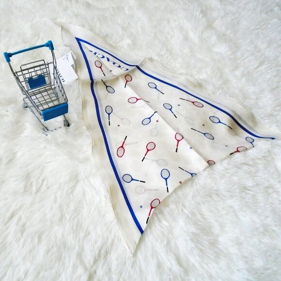 Coach Signature Tennis Print Silk Diamond Scarf - Picture 1 of 8